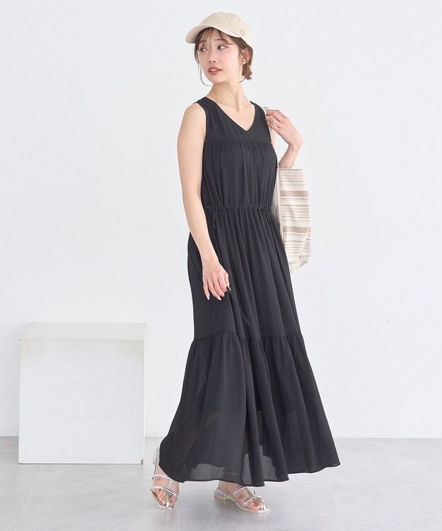 earth music&ecology アソートティアードワンピース Black