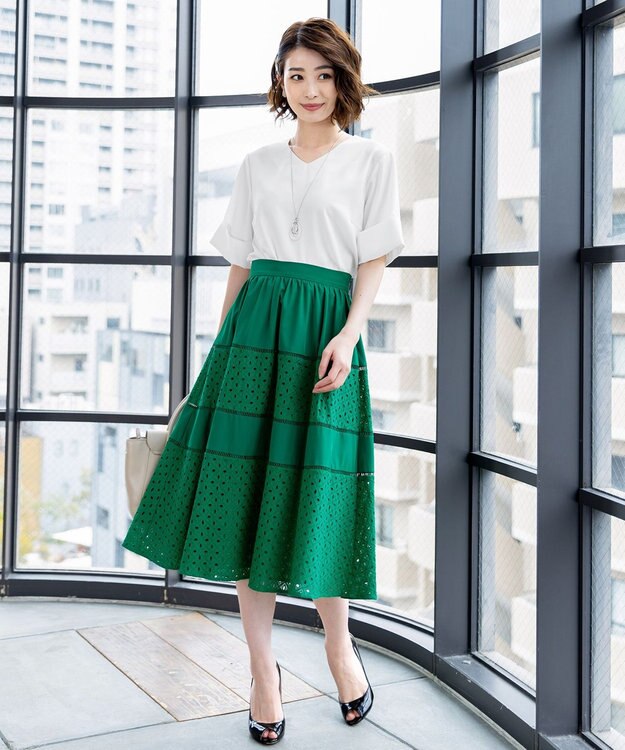 Tiaclasse L 【洗える】ゆったりシルエットの幅広カフスブラウス オフホワイト