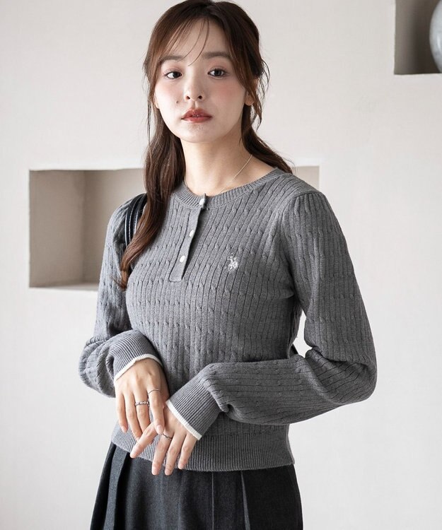 WEGO 【WEB限定/25年秋冬新作】別注USPOLOヘンリーネックニットPO グレー