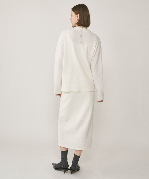 GRACE CONTINENTAL フィルムヤーンニットカーディガン ホワイト