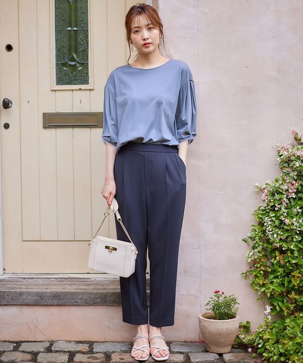 ANY SIS L 【接触冷感＆UVカット】サラキレイ テーパードパンツ ネイビー