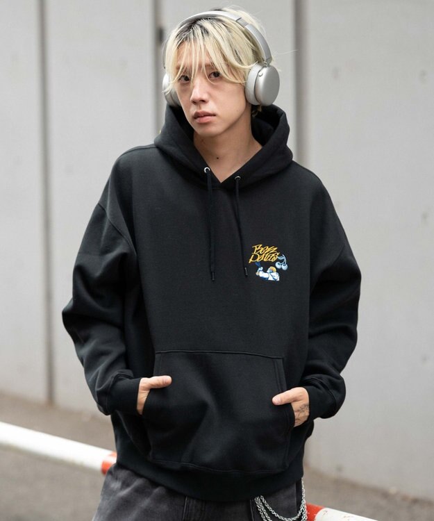 WEGO 【ユニセックス着用ITEM】別注BENDAVISグラフィックプルパーカー ブラック