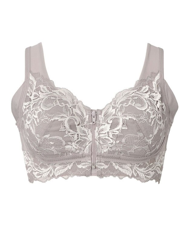 BRADELIS New York 【BRADELIS NewYork peace / ノンワイヤー・フロント留め・スッキリ着痩せ】細く見えるフロントファスナーブラ23 S～5L トープ