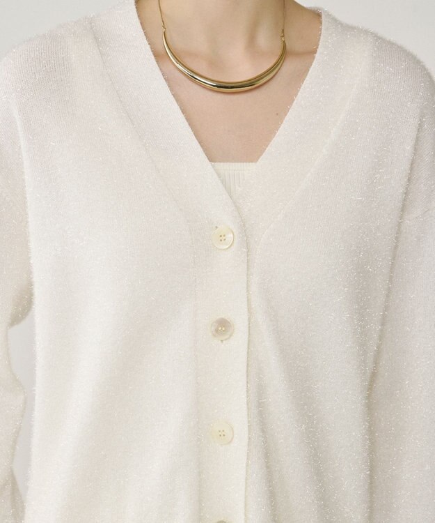 GRACE CONTINENTAL フィルムヤーンニットカーディガン ホワイト