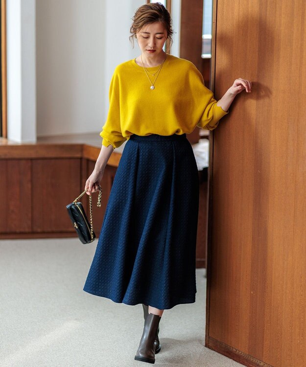 23区 【洗える】ピュアカシミヤ ドルマンスリーブ ニット マスタード系