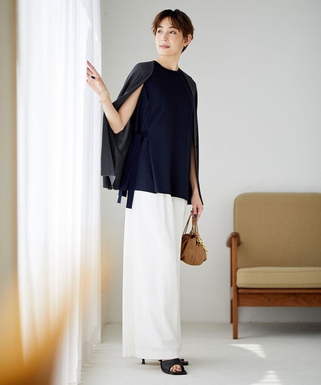 ICB L 【WEB限定カラーあり・洗える】コットンアセテートカーディガン ダルブルー系