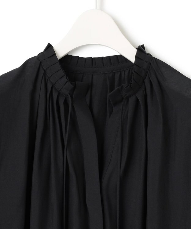 ICB 【接触冷感・速乾・洗える】 ドレープシフォン ブラウス ブラック系