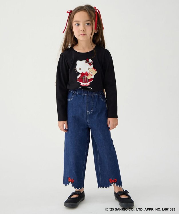 ANY KIDS 【ハローキティ×ANY KIDS】アップリケ 長袖Tシャツ ブラック