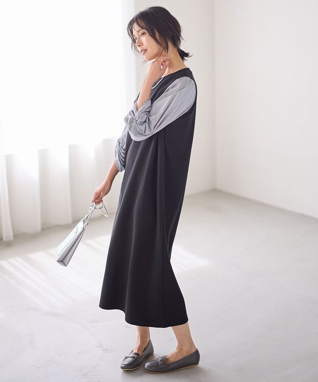 ANY コンビネーションワンピース ブラック×ストライプ