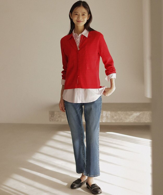 組曲 【Flower Collection】コンパクトシャーティング シャツ レースピンク系1