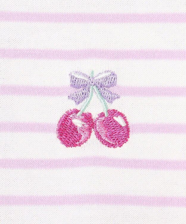 ANY KIDS 袖スカラップ ボーダーTシャツ ラベンダー