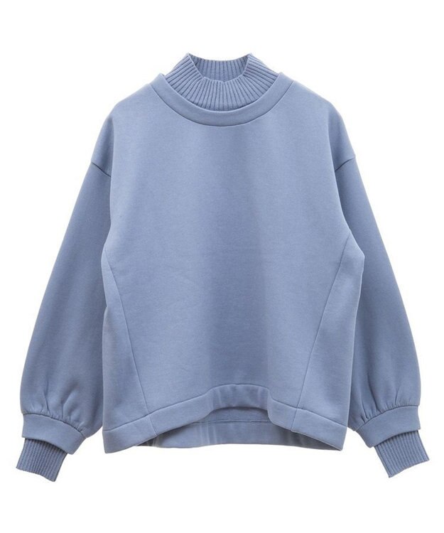 Green Parks 配色リブニットドッキング裏起毛プルオーバ Light Blue