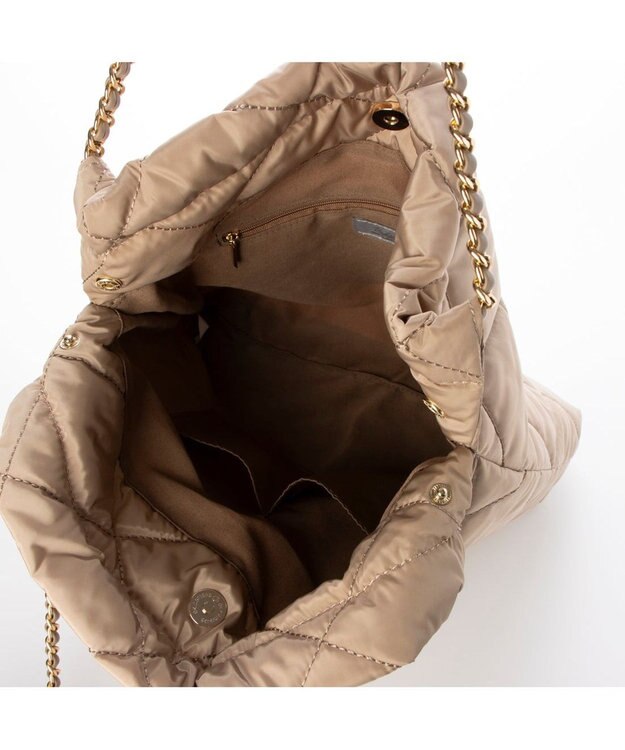 UNBILLION カシュカシュ cachecache / ナイロンキルティングチェーン手提げトート ベージュ