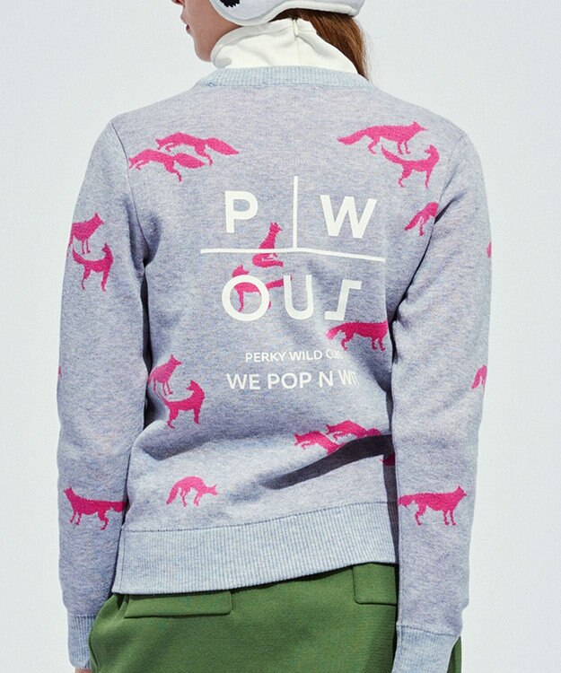 PW CIRCULUS 【こだわりシルエット/手洗い可】【WOMEN】フォックスモチーフニット グレー系