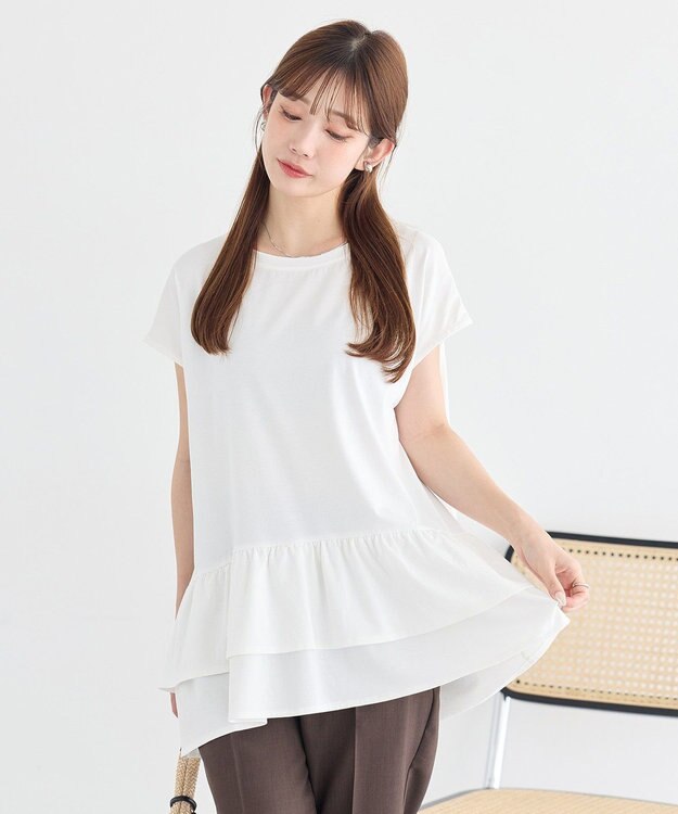 earth music&ecology 【接触冷感】ラッフルヘムプルオーバー Off White