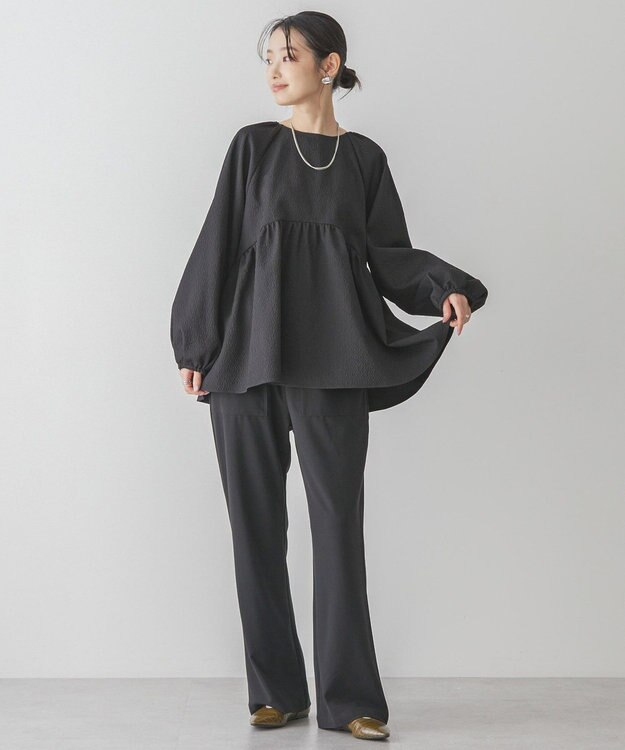 AMERICAN HOLIC ラグランジャガードロングブラウス Black