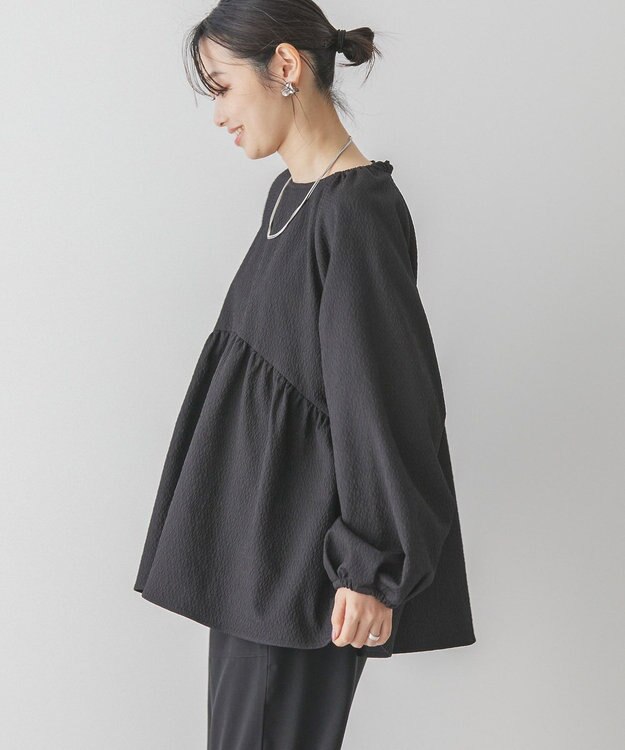 AMERICAN HOLIC ラグランジャガードロングブラウス Black