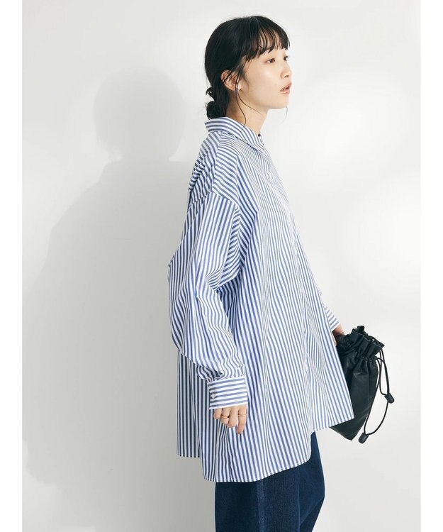 CRAFT STANDARD BOUTIQUE イージーケアオーバーシャツ Stripe Blue