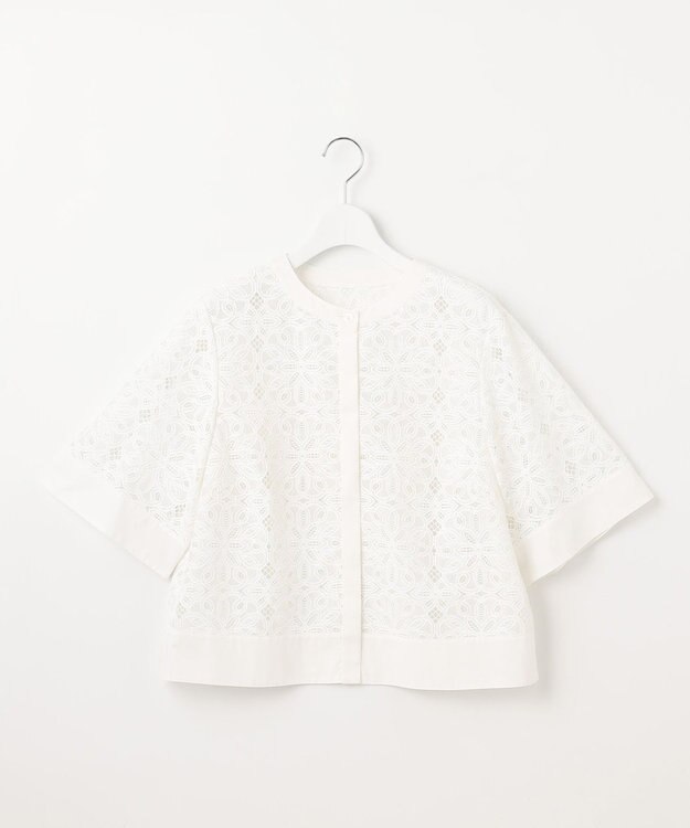 自由区 【カタログ掲載・洗える】フラワータイルレース ブラウス オフホワイト