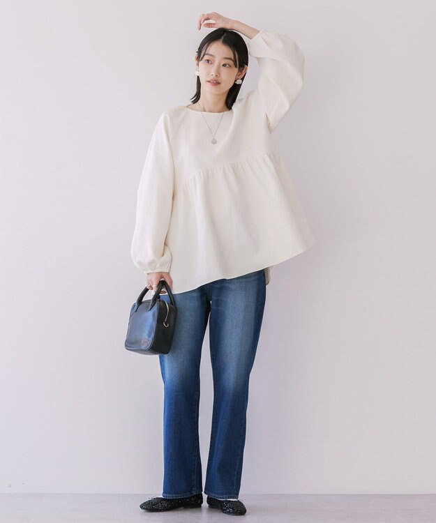 AMERICAN HOLIC ラグランジャガードロングブラウス Ivory