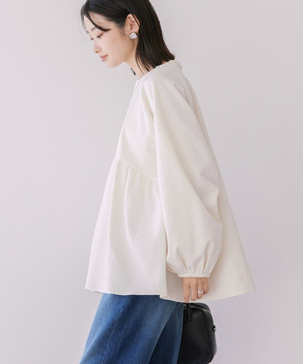 AMERICAN HOLIC ラグランジャガードロングブラウス Ivory