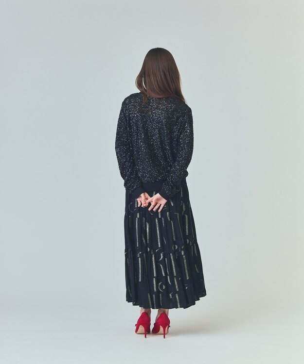 GRACE CONTINENTAL ラメジャガードサテンスカート ブラック