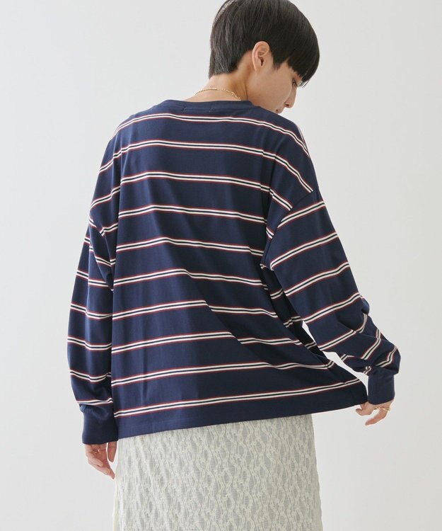 AMERICAN HOLIC ランダムボーダーＢＩＧ　Ｔシャツ Navy