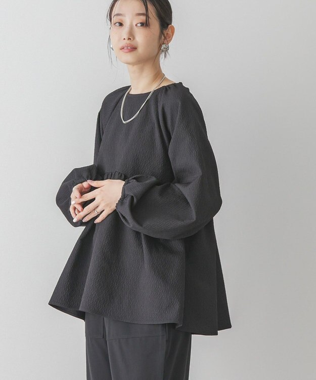 AMERICAN HOLIC ラグランジャガードロングブラウス Black