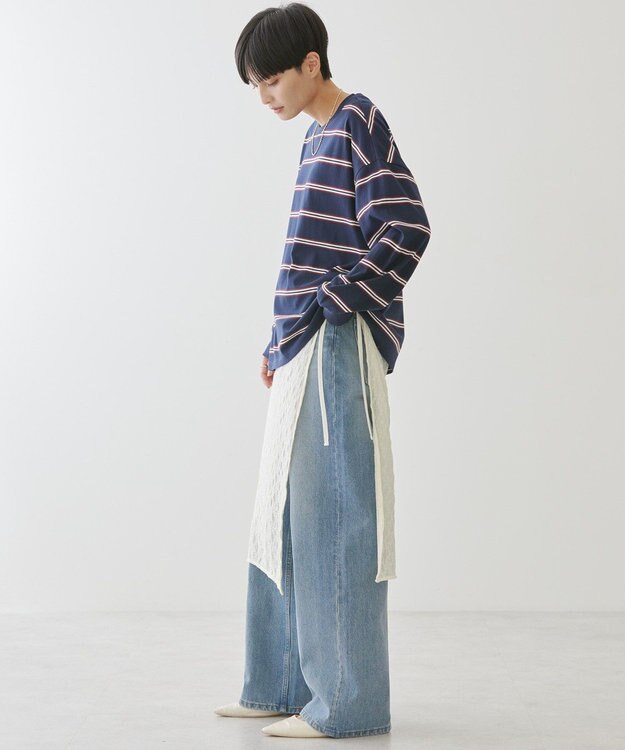 AMERICAN HOLIC ランダムボーダーＢＩＧ　Ｔシャツ Navy