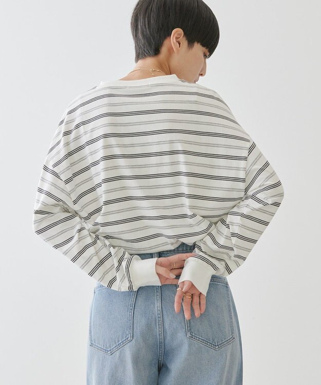 AMERICAN HOLIC ランダムボーダーＢＩＧ　Ｔシャツ Off White