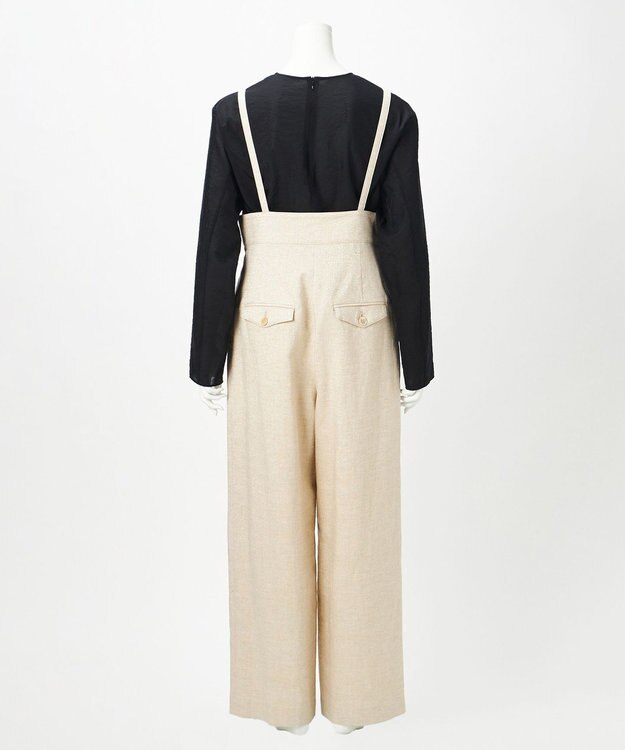 23区 【GOLD LABEL】GIOTEXリネンスパーク サスペンダー付 タックパンツ ベージュ系