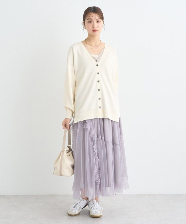 earth music&ecology レイヤード風ニットカーディガン Ivory