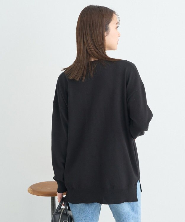 earth music&ecology レイヤード風ニットカーディガン Black