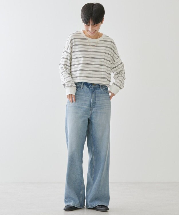 AMERICAN HOLIC ランダムボーダーＢＩＧ　Ｔシャツ Off White