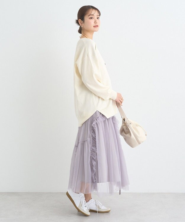 earth music&ecology レイヤード風ニットカーディガン Ivory