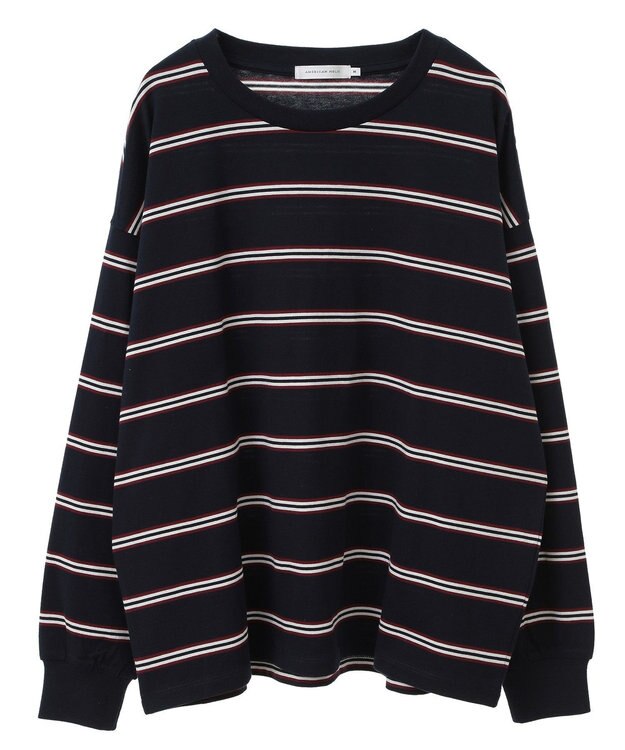 AMERICAN HOLIC ランダムボーダーＢＩＧ　Ｔシャツ Navy