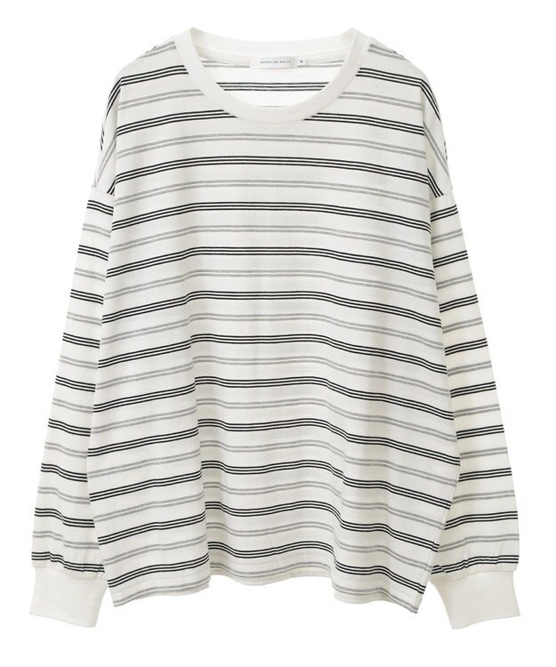 AMERICAN HOLIC ランダムボーダーＢＩＧ　Ｔシャツ Off White