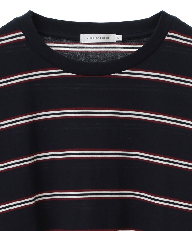 AMERICAN HOLIC ランダムボーダーＢＩＧ　Ｔシャツ Navy