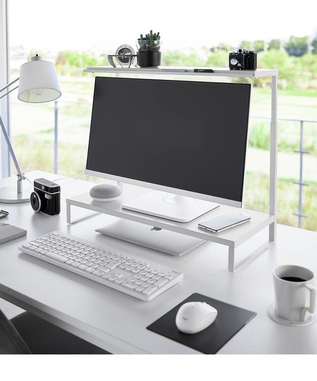 tower モニター上下ラック タワー 2段 ホワイト ホワイト