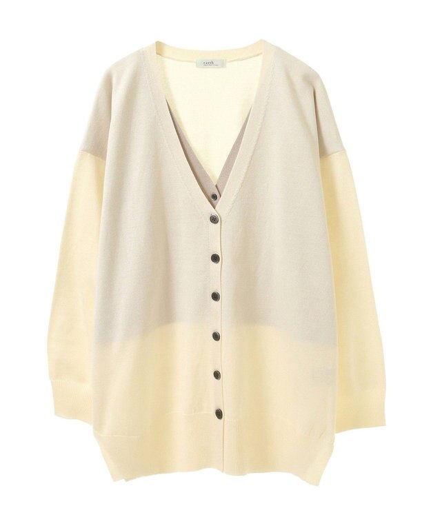earth music&ecology レイヤード風ニットカーディガン Ivory