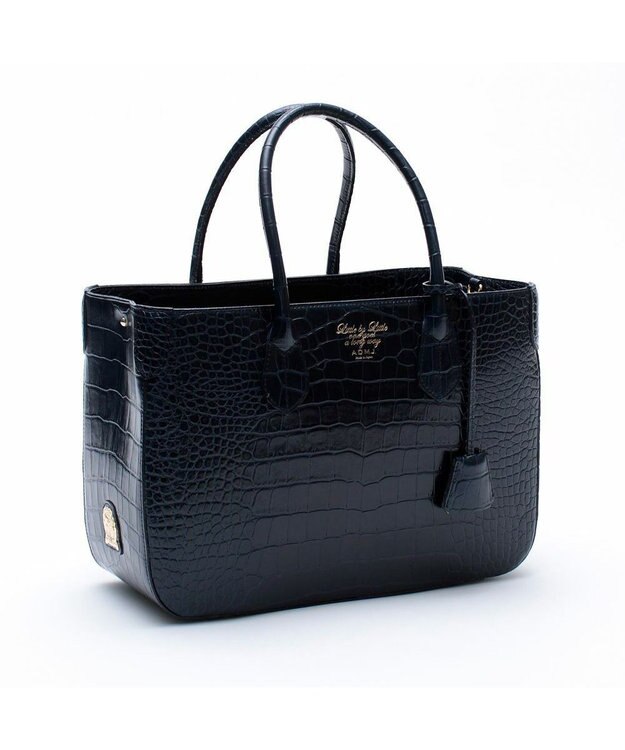 A.D.M.J. 【牛革】クロコダイル型押しトート32cm(Dカン付) タンザナイト