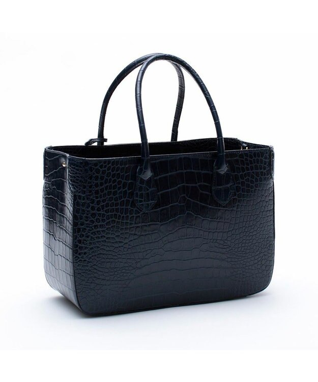 A.D.M.J. 【牛革】クロコダイル型押しトート32cm(Dカン付) タンザナイト