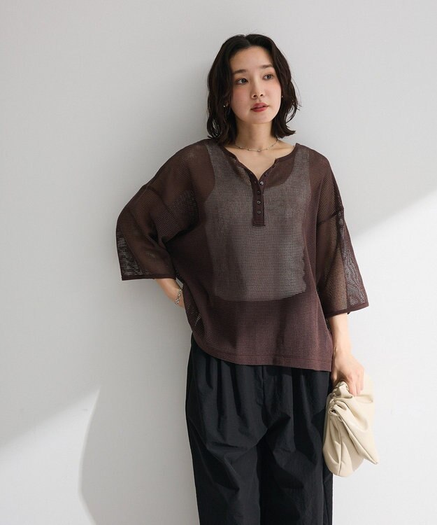 Green Parks 前後２ｗａｙコットンメッシュプルオーバー Brown