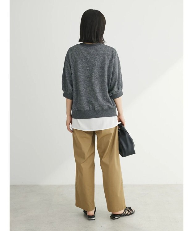 Green Parks ７分袖ラメ裏毛パフプルオーバー Gray