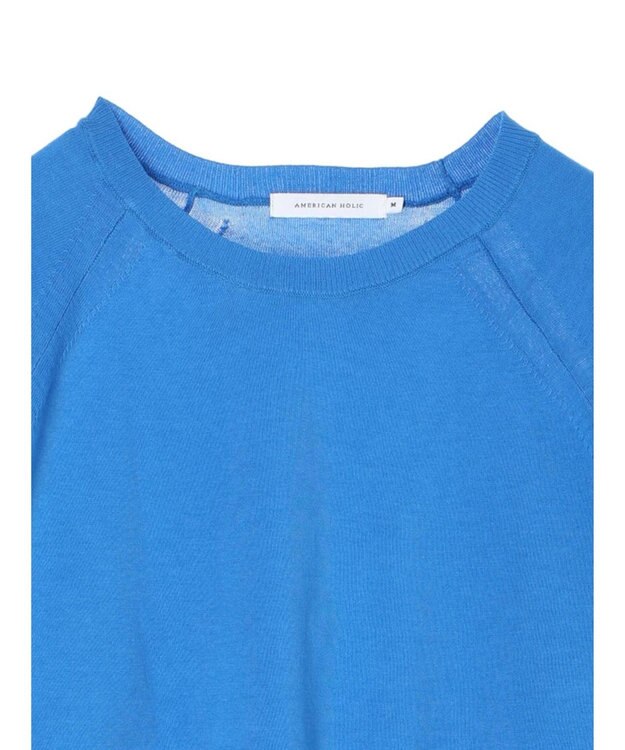 AMERICAN HOLIC ＵＶカットラグラン５分袖ニットプルオーバー Blue