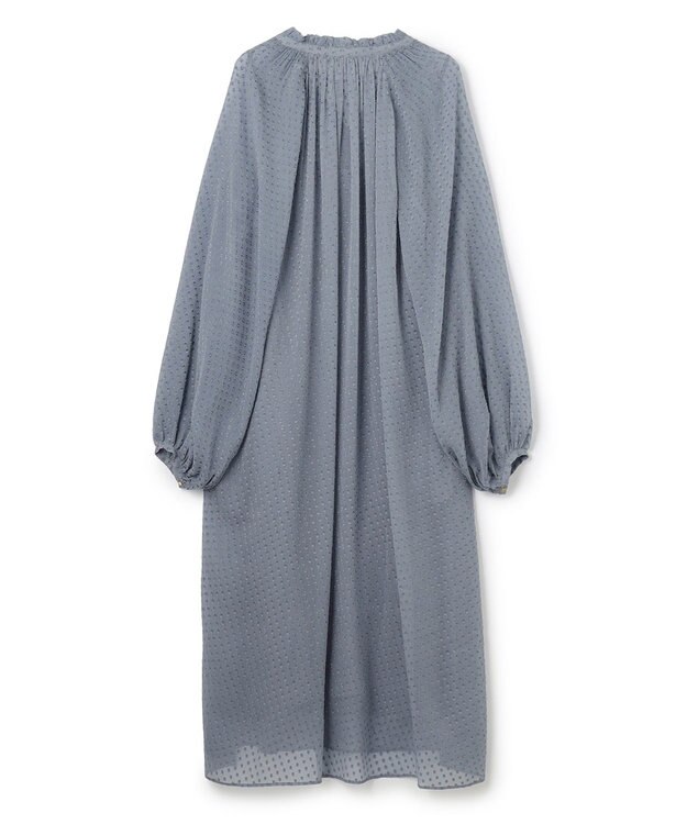 BEIGE， CALLERRY / シルク混ドットギャザーワンピース Dull Blue