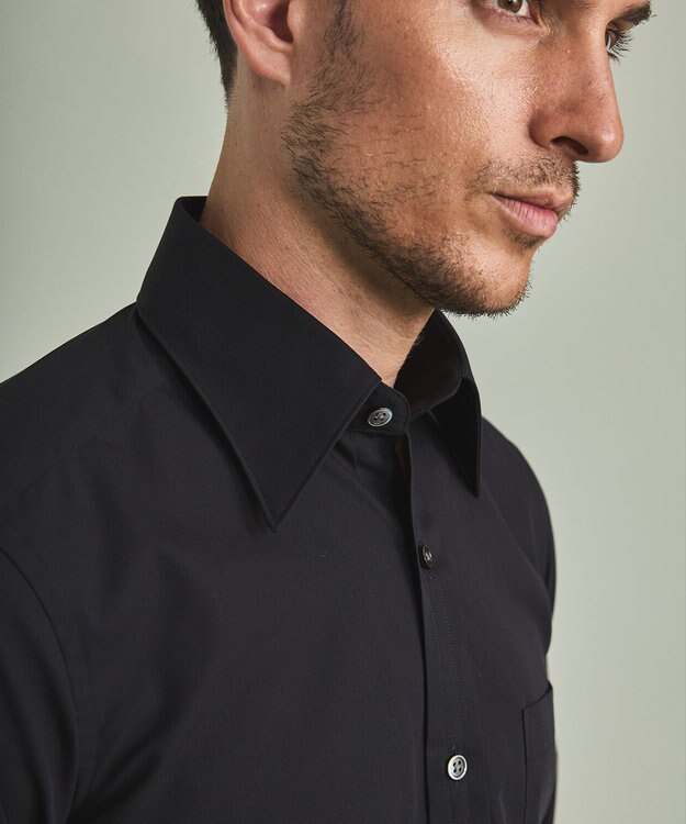 GOTAIRIKU 【形態安定】PREMIUMPLEATS_レギュラーカラー 通年ドレスシャツ ブラック系