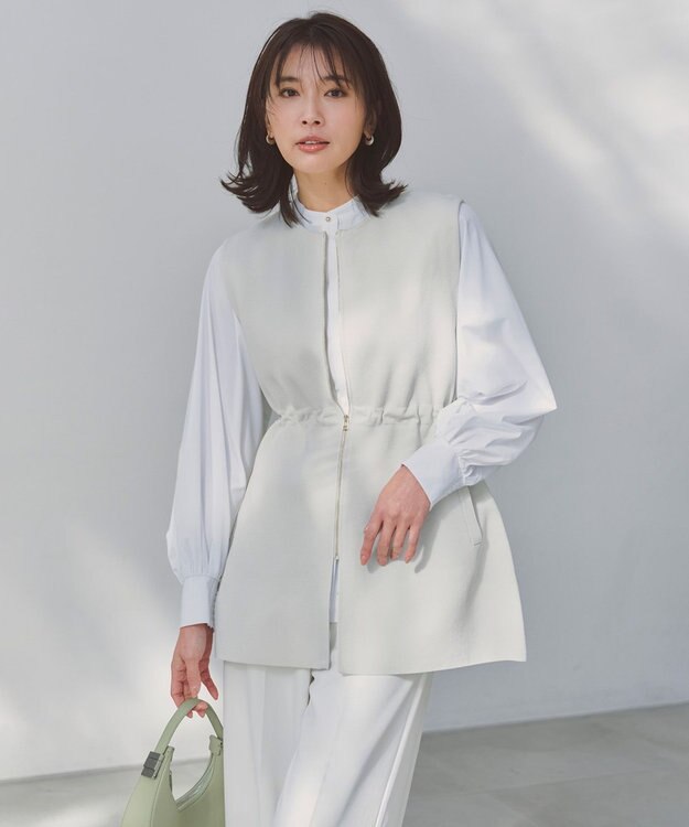 UNFILO BEAUTY FORM KNIT ZIPジレ グレージュ