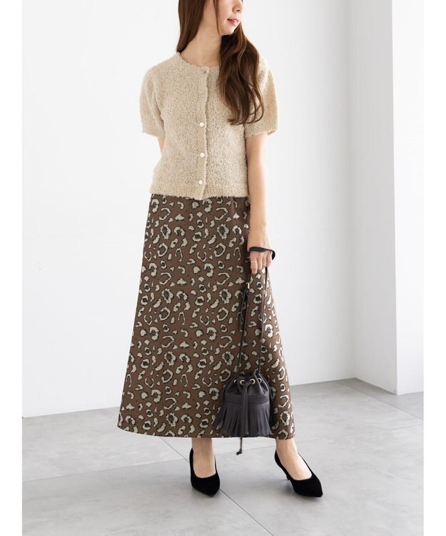 Te chichi レオパードジャガードナロースカート ブラウン