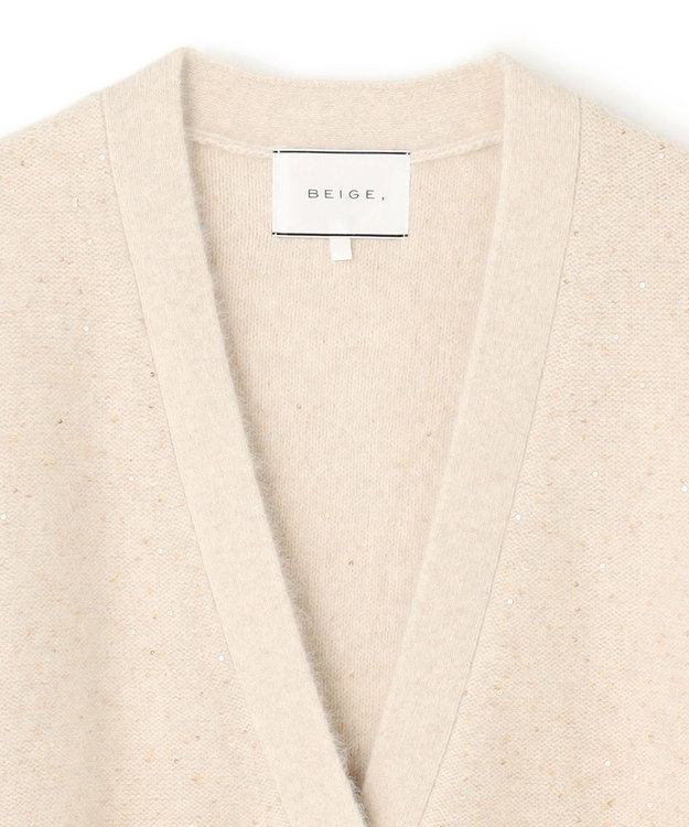 BEIGE， AMARILLO / スパンコールフォックスニットカーディガン Taupe